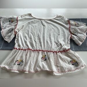 Anthropologie White Embroidered boho Scandinavian spring feminine